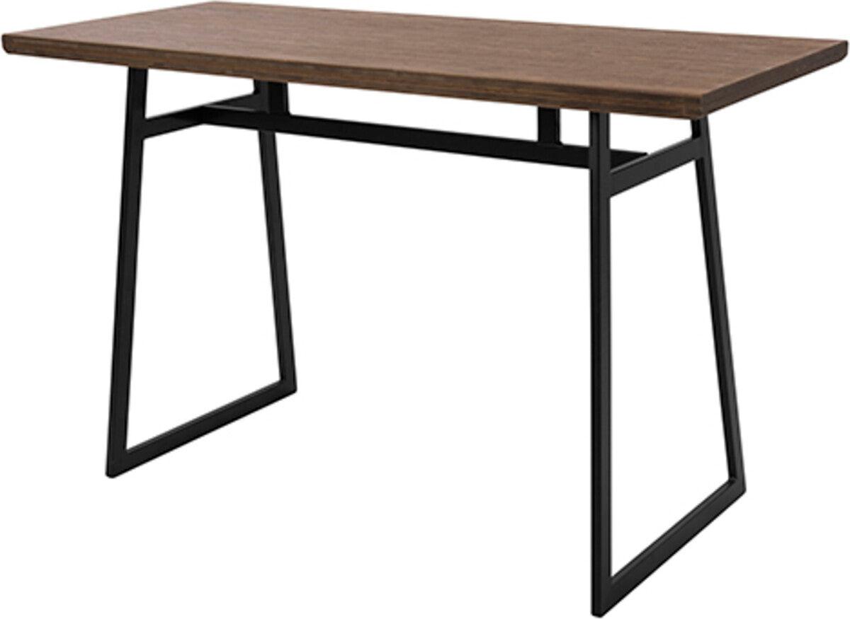 Lumisource Bar Tables - Geo Industrial Counter Table in Black with Brown Wood Top