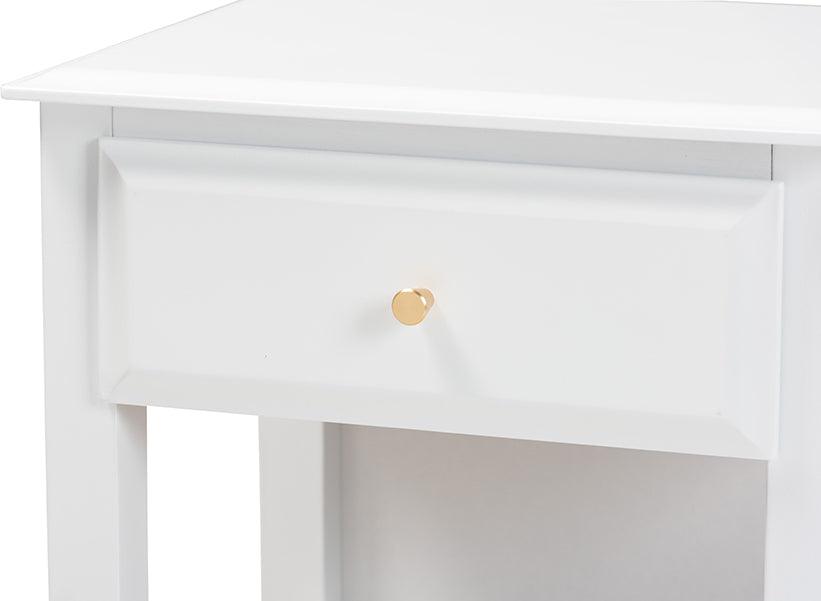 Wholesale Interiors Nightstands & Side Tables - Naomi Nightstand White & Gold