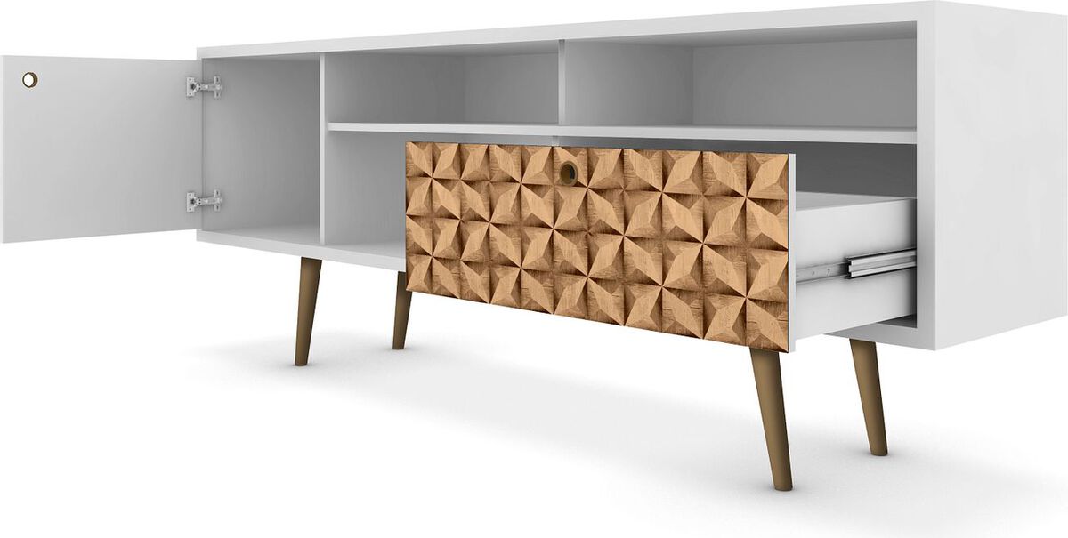 Liberty 70.86 Mid Century Modern TV Stand White 3D Brown Prints