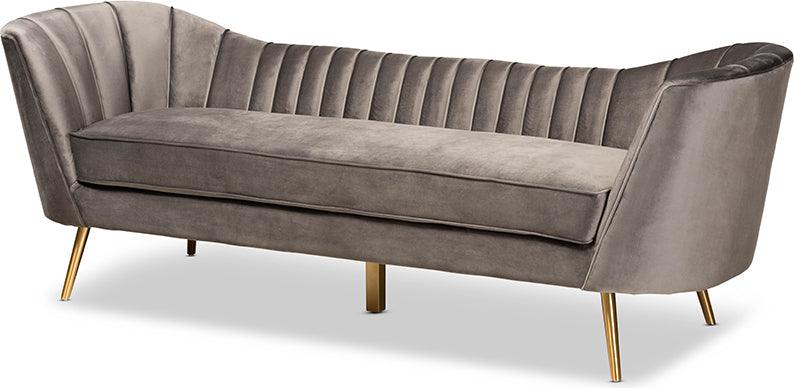Wholesale Interiors Sofas & Couches - Kailyn Glam and Luxe Gray Velvet Fabric Upholstered and Gold Finished Sofa
