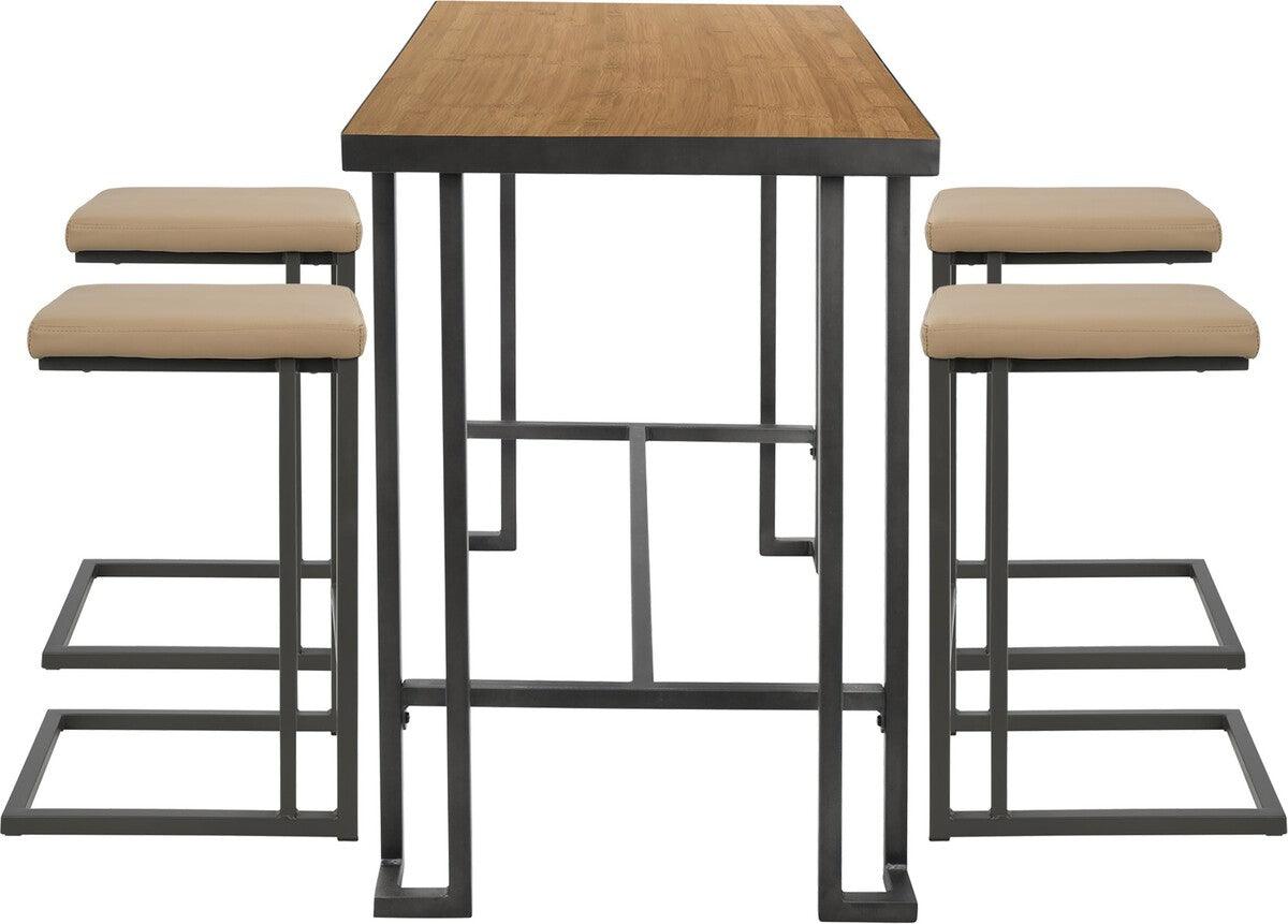 Lumisource Dining Sets - Roman 5-Piece Industrial Counter Height Dining Set in Grey & Camel