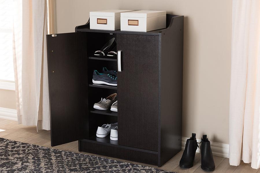 Wholesale Interiors Shoe Storage - Verdell Modern and Contemporary Wenge Brown Finished Shoe Cabinet