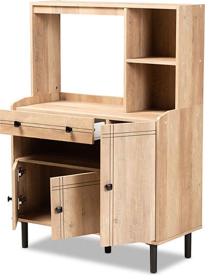 Wholesale Interiors Buffets & Sideboards - Patterson Modern and Contemporary Modern Oak Brown Finished Wood 3-Door Kitchen Storage Cabinet