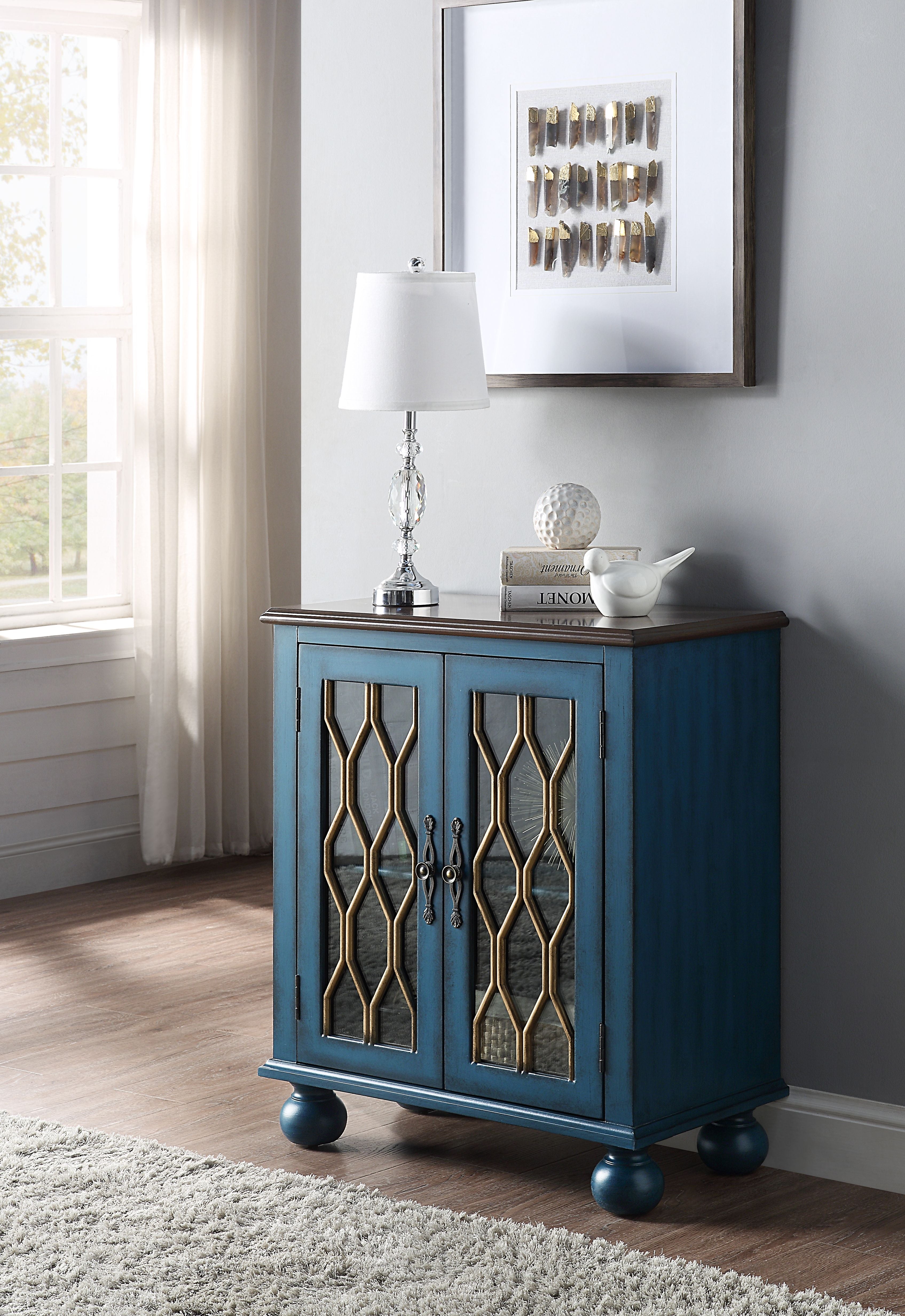 ACME Furniture Coffee Tables - ACME Lassie Console Table, Antique Blue Finish