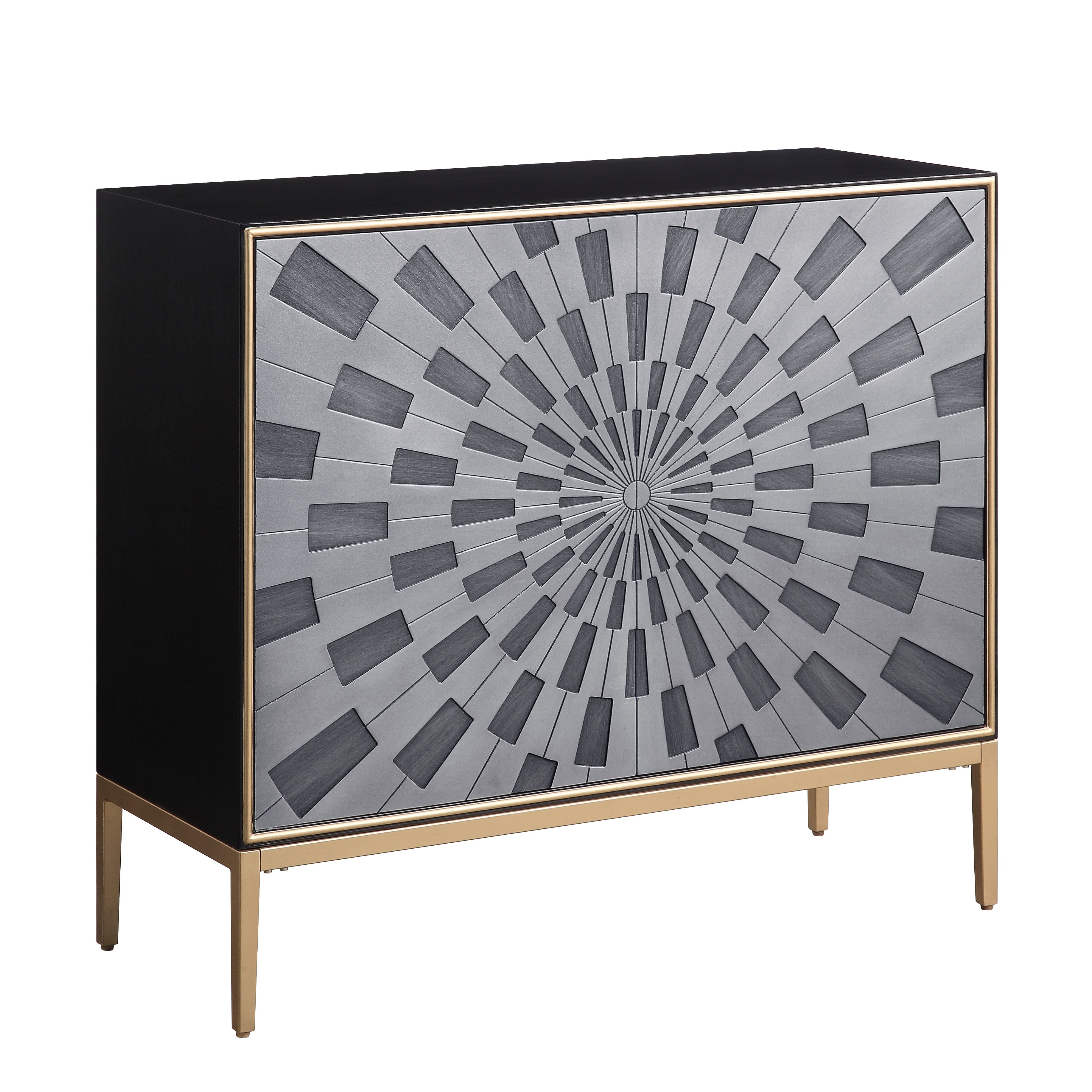 ACME Furniture Coffee Tables - ACME Quilla Console Table, Black, Gray & Brass Finish