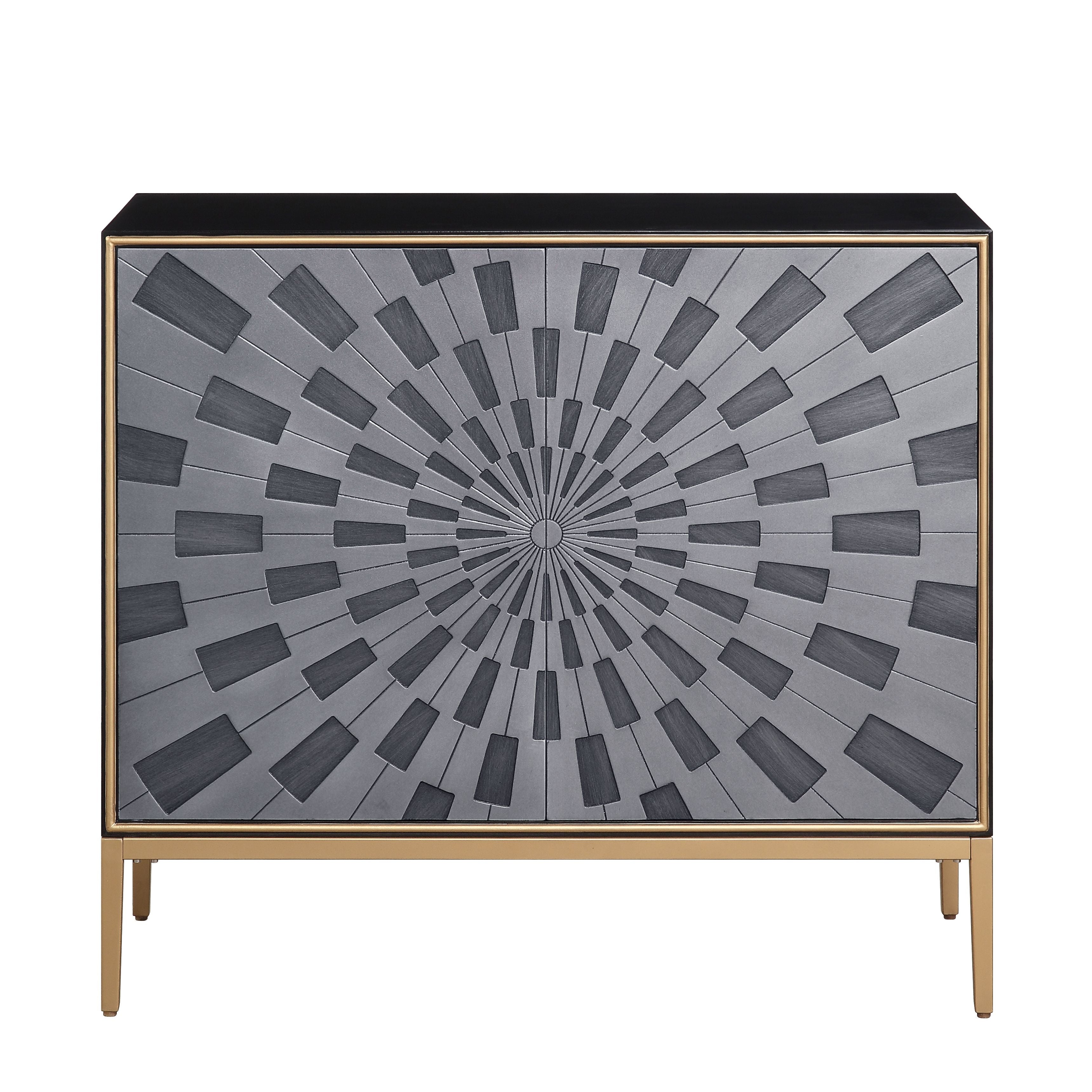 ACME Furniture Coffee Tables - ACME Quilla Console Table, Black, Gray & Brass Finish