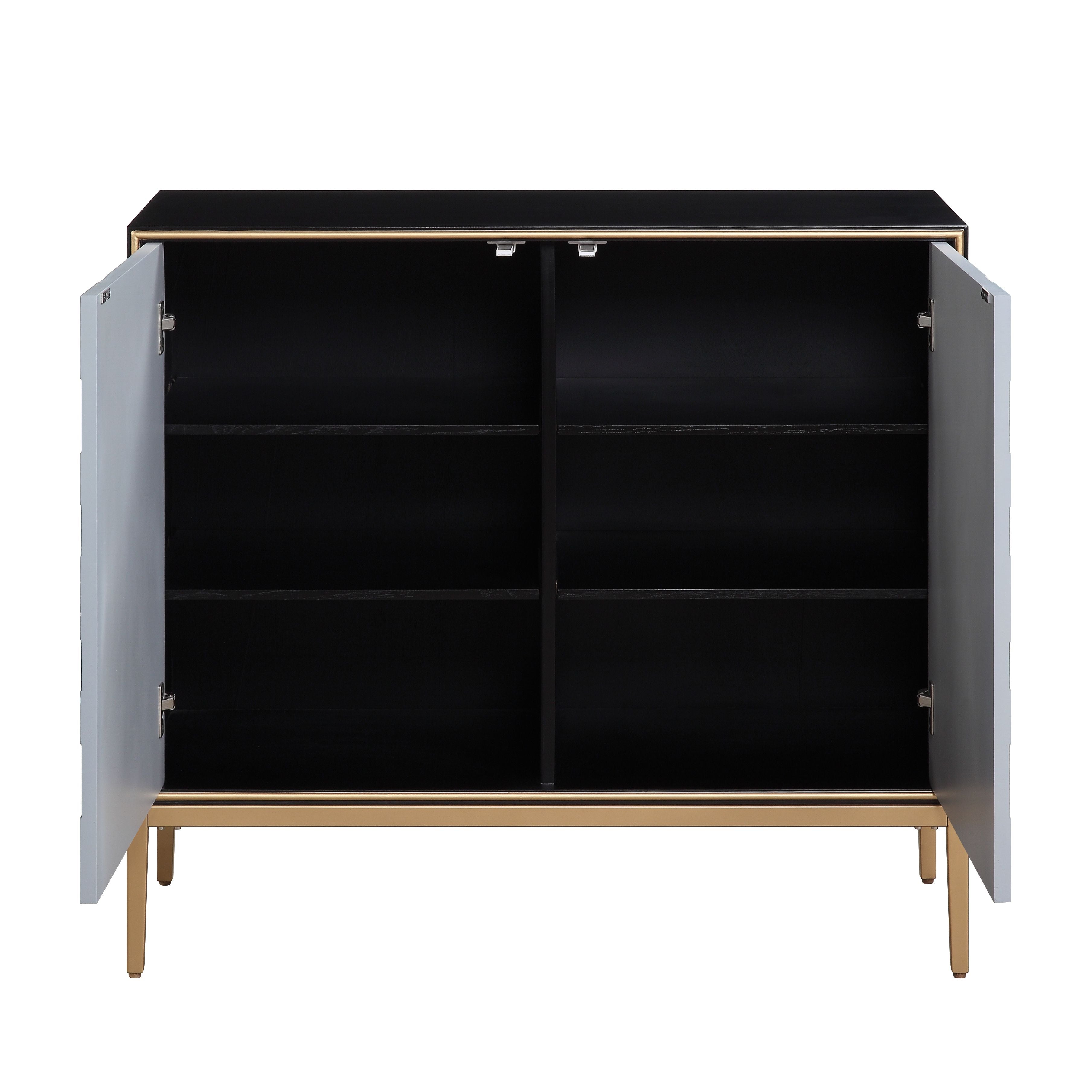ACME Furniture Coffee Tables - ACME Quilla Console Table, Black, Gray & Brass Finish