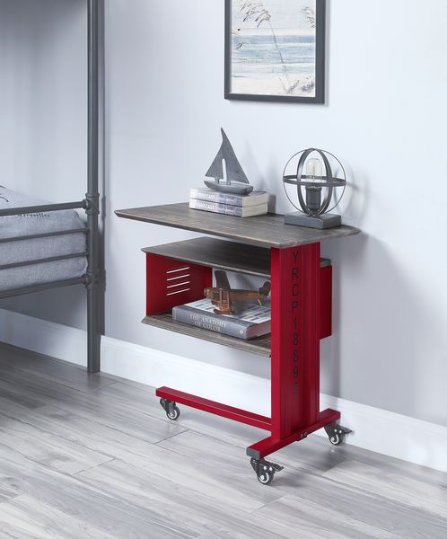 ACME Side & End Tables - ACME Cargo Accent Table w/Wall Shelf, Red
