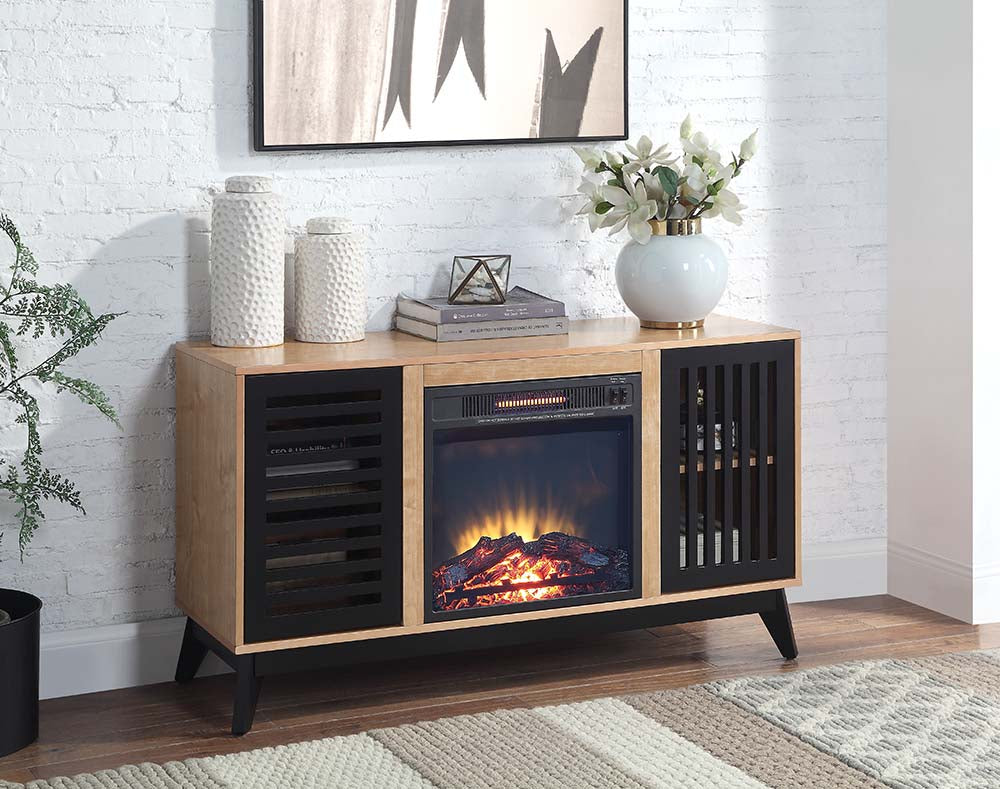 ACME Fireplaces - ACME Gamaliel Fireplace, Oak & Espresso Finish