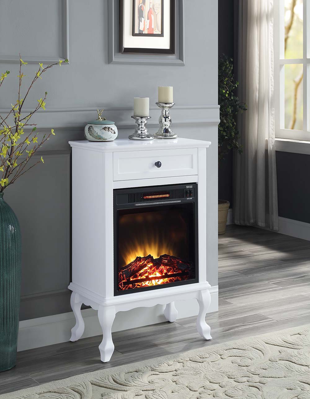 ACME Fireplaces - ACME Eirene Fireplace, White Finish