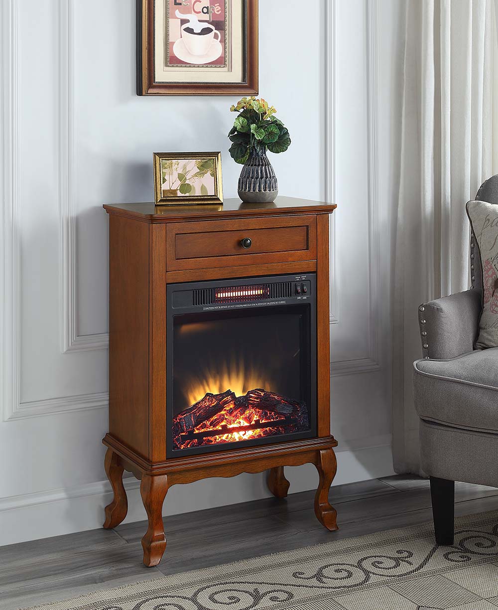 ACME Fireplaces - ACME Eirene Fireplace, Walnut Finish