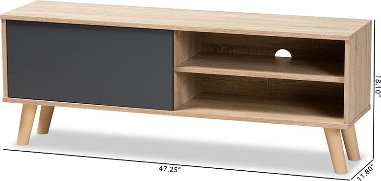 Wholesale Interiors TV & Media Units - Mallory Two-Tone Oak Brown and Grey Finished Wood TV Stand