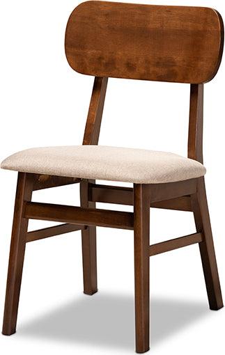 Wholesale Interiors Dining Sets - Euclid Mid-Century Modern Fabric and Walnut Brown Finished Wood 5-Piece Dining Set