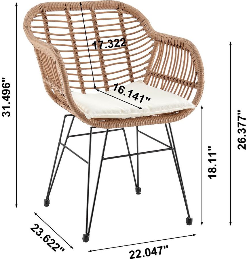 Manhattan Comfort Outdoor Conversation Sets - Antibes 1.0 Patio 2- Person Seating Group with End Table with Cream Cushions