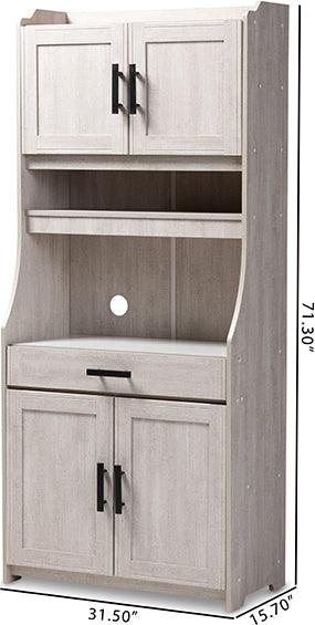 Wholesale Interiors Kitchen Storage & Organization - Portia Modern and Contemporary 6-Shelf White-Washed Wood Kitchen Storage Cabinet