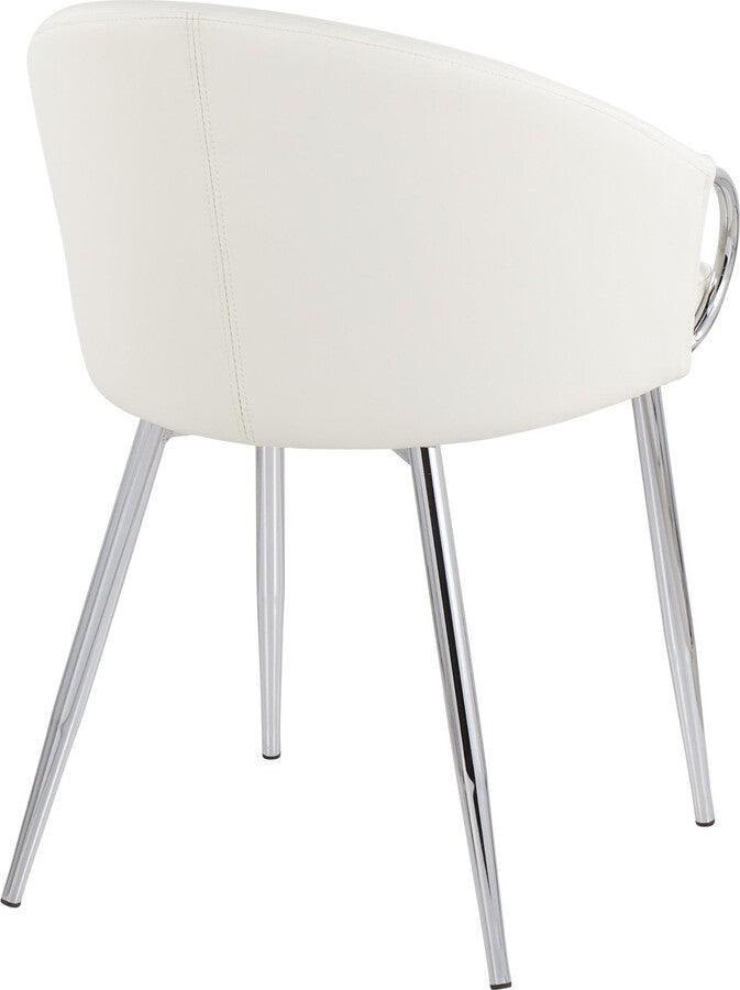 Lumisource Accent Chairs - Claire Contemporary/Glam Chair in Silver Metal and White Faux Leather