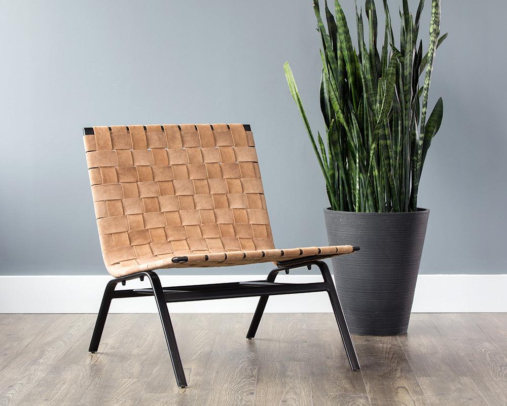 SUNPAN Accent Chairs - Omari Lounge Chair Black Light Tan Leather