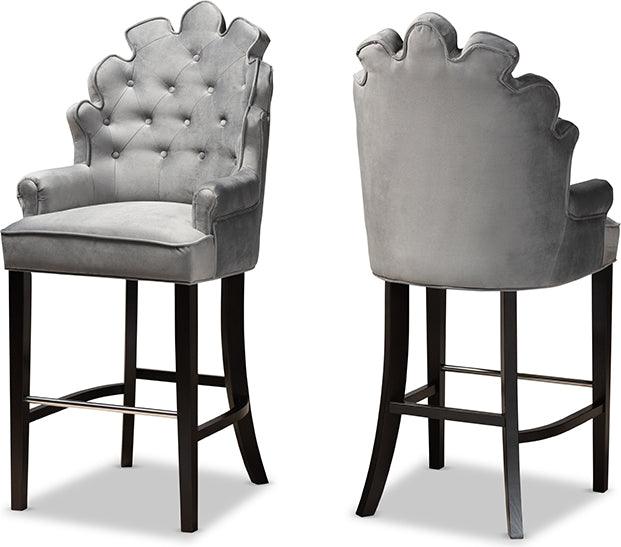 Wholesale Interiors Barstools - Chloe Bar Stool Dark Gray & Dark Brown (Set of 2)
