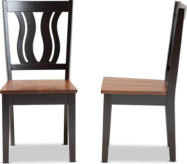 Wholesale Interiors Dining Chairs - Fenton Contemporary Two-Tone Brown and Walnut Brown Wood 2-Piece Dining Chair Set