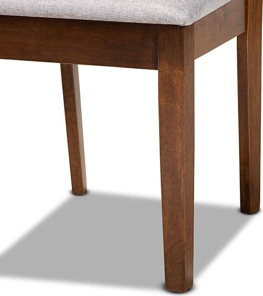 Wholesale Interiors Dining Sets - Nicolette Grey Fabric Upholstered and Walnut Brown Finished Wood 7-Piece Dining Set