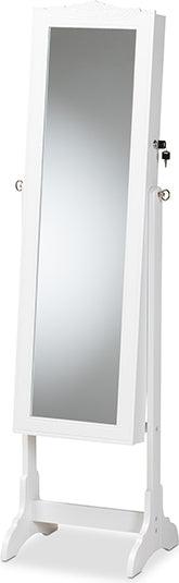 Wholesale Interiors Cabinets & Wardrobes - Madigan Modern and Contemporary White Finished Wood Jewelry Armoire with Mirror