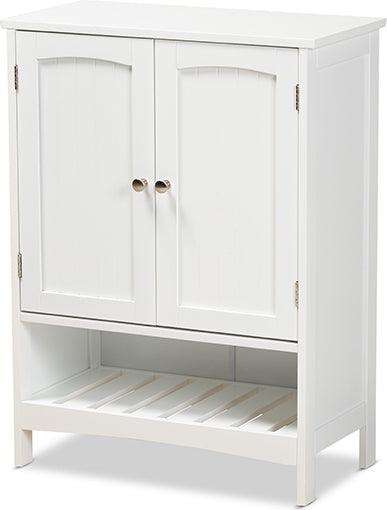 Wholesale Interiors Bathroom Vanity - Jaela Modern and Contemporary White Finished Wood 2-Door Bathroom Storage Cabinet