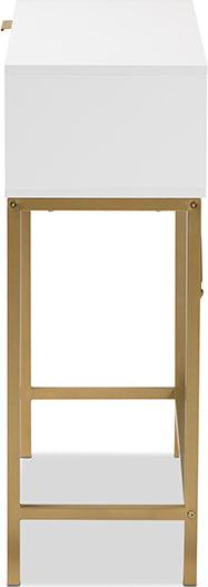 Wholesale Interiors Consoles - Giona Two-Tone Oak Brown and White Finished Wood and Gold Metal 1-Drawer Console Table