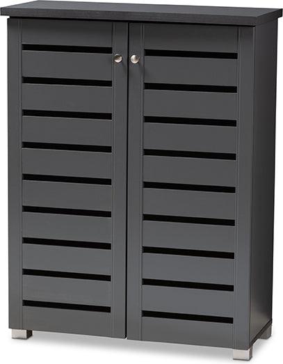 Wholesale Interiors Shoe Storage - Adalwin Modern and Contemporary Dark Gray 2-Door Wooden Entryway Shoe Storage Cabinet