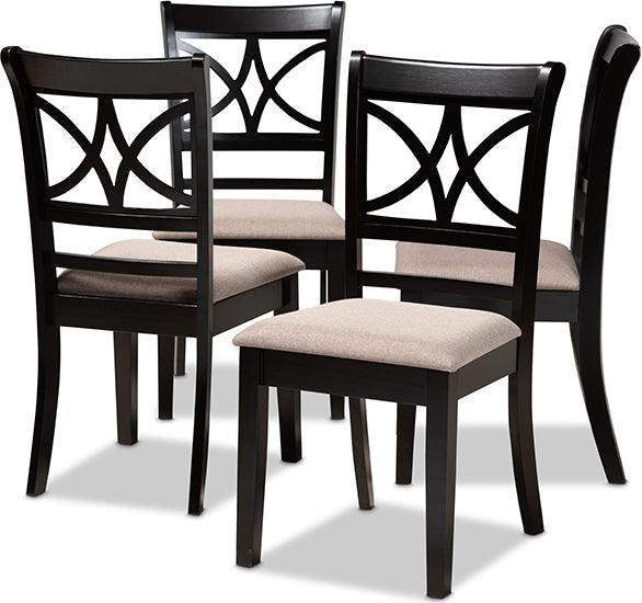 Wholesale Interiors Dining Chairs - Clarke Contemporary Sand Fabric and Brown Finished Wood 4-Piece Dining Chair Set