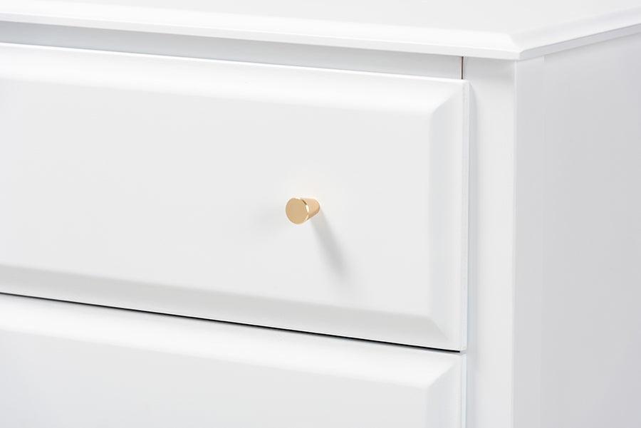 Wholesale Interiors Chest of Drawers - Naomi Classic and Transitional White Finished Wood 4-Drawer Bedroom Chest