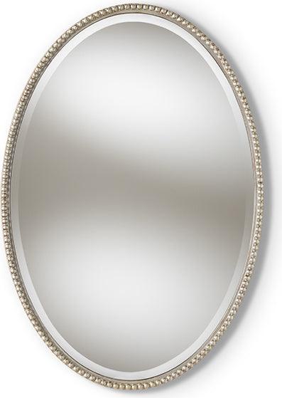 Wholesale Interiors Mirrors - Graca Modern And Contemporary Antique Silver Finished Oval Accent Wall Mirror