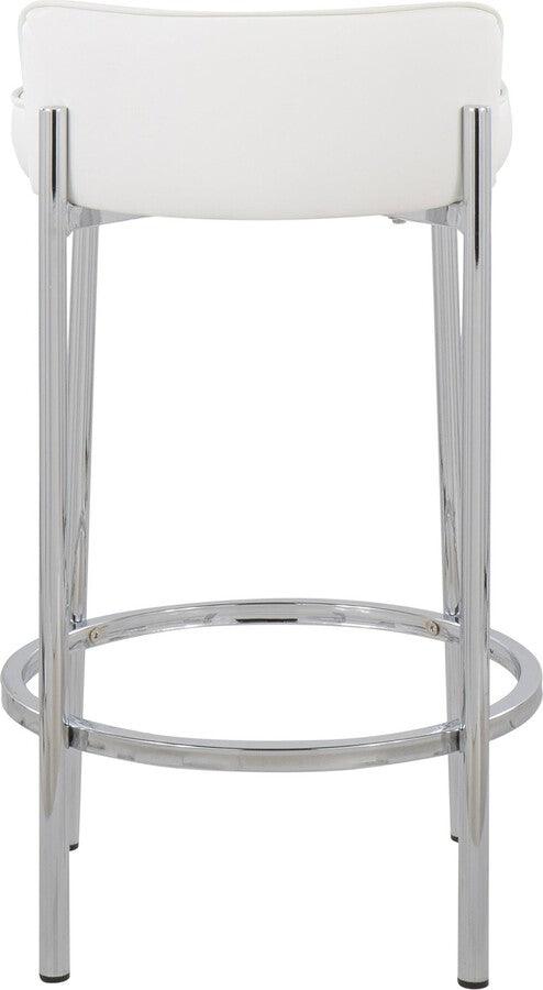 Lumisource Barstools - Chloe Counter Stool In Chrome Metal & White Faux Leather (Set of 2)