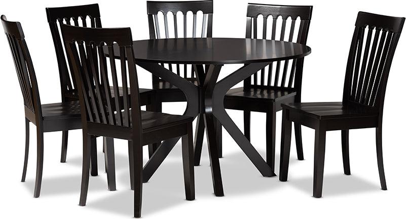 Wholesale Interiors Dining Sets - Zora Dark Brown Finished Wood 7-Piece Dining Set