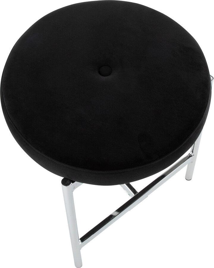 Lumisource Bedroom Vanity - Chloe Contemporary Vanity Stool in Chrome and Black Velvet