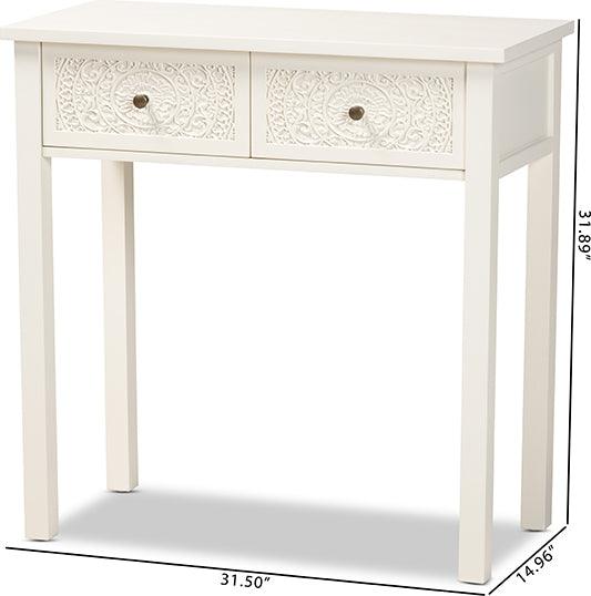 Wholesale Interiors Consoles - Lambert Classic and Traditional White Finished Wood 2-Drawer Console Table