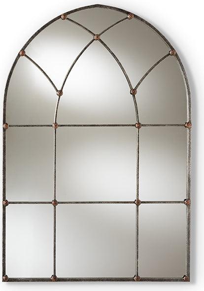 Wholesale Interiors Mirrors - Tova Vintage Farmhouse Antique Silver Finished Arched Window Accent Wall Mirror
