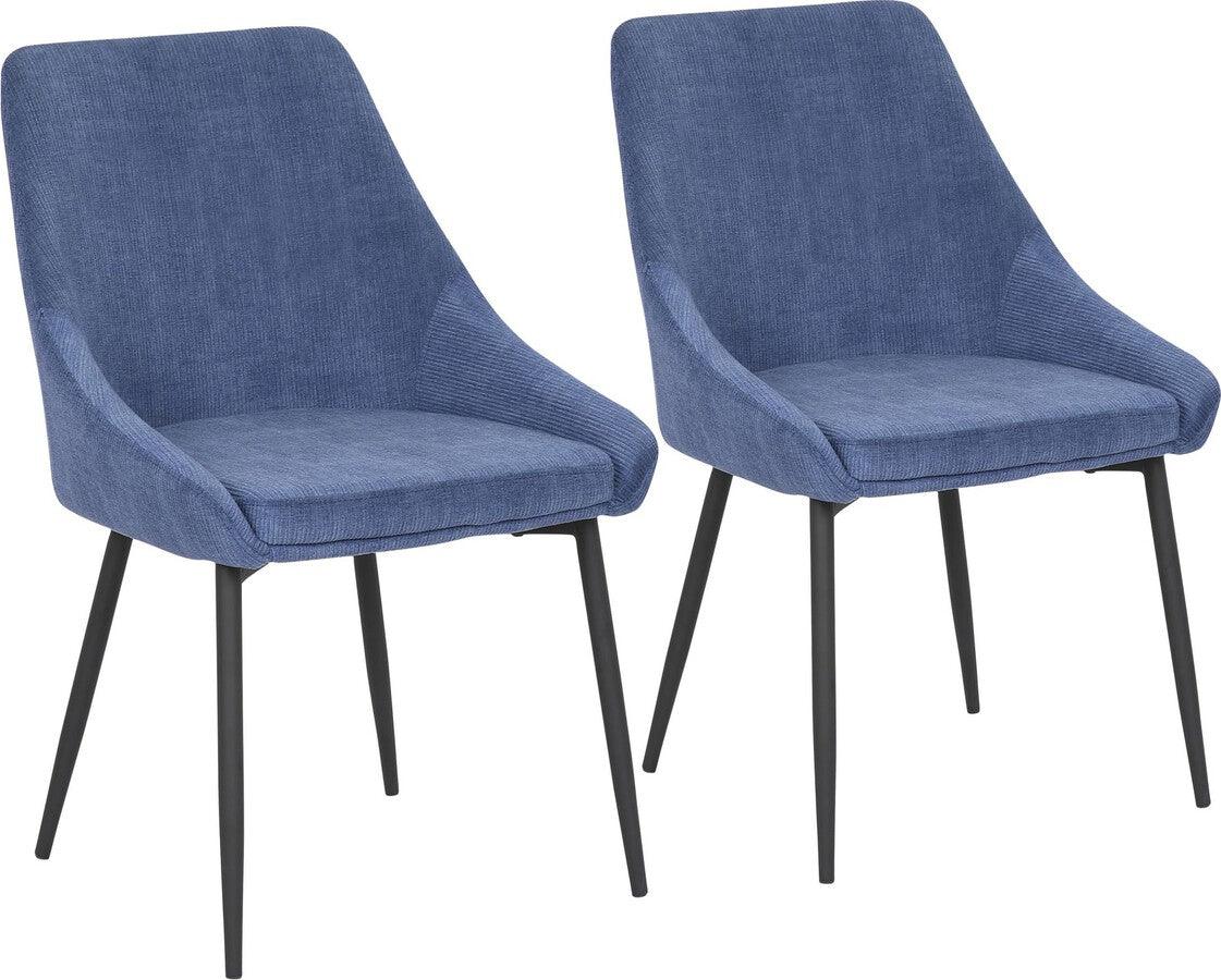 Lumisource Dining Chairs - Diana Contemporary Chair in Black Metal and Blue Corduroy Fabric - Set of 2