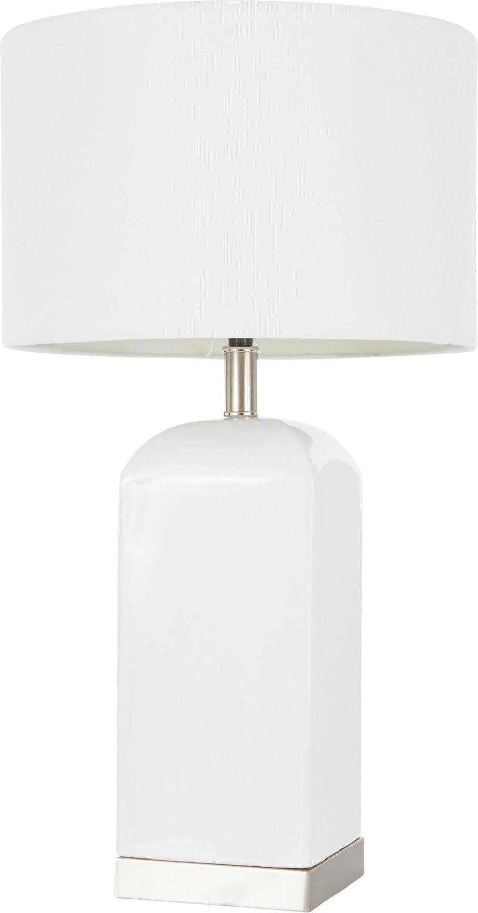 Lumisource Table Lamps - Carmen Table Lamp Stainless Steel & White Ceramic & White