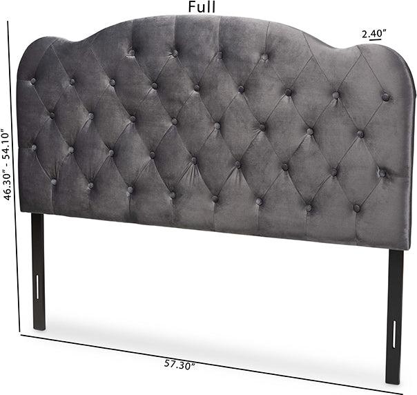 Wholesale Interiors Headboards - Clovis Modern and Contemporary Grey Velvet Fabric Upholstered Full Size Headboard