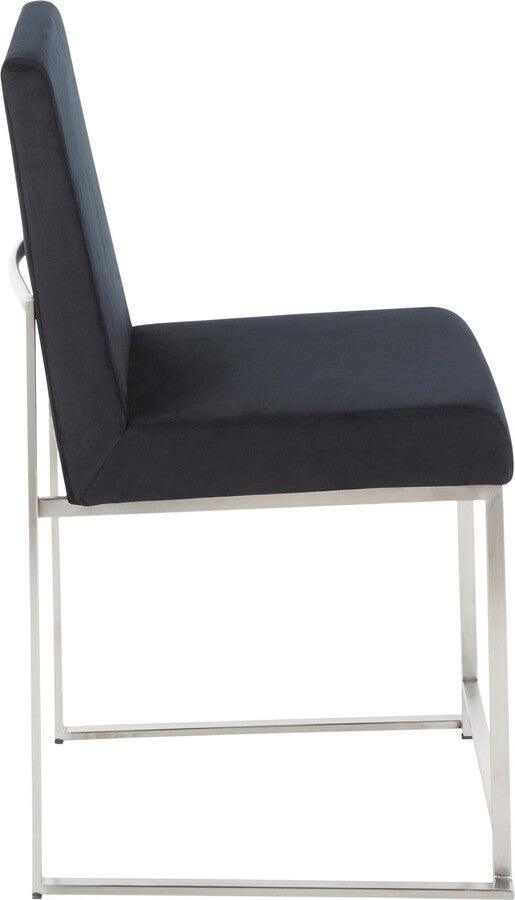 Lumisource Dining Chairs - High Back Fuji Contemporary Dining Chair in Stainless Steel and Black Velvet - Set of 2