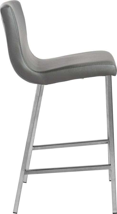 Euro Style Barstools - Scott Counter Stool in Gray and Brushed Stainless Steel - Set of 2