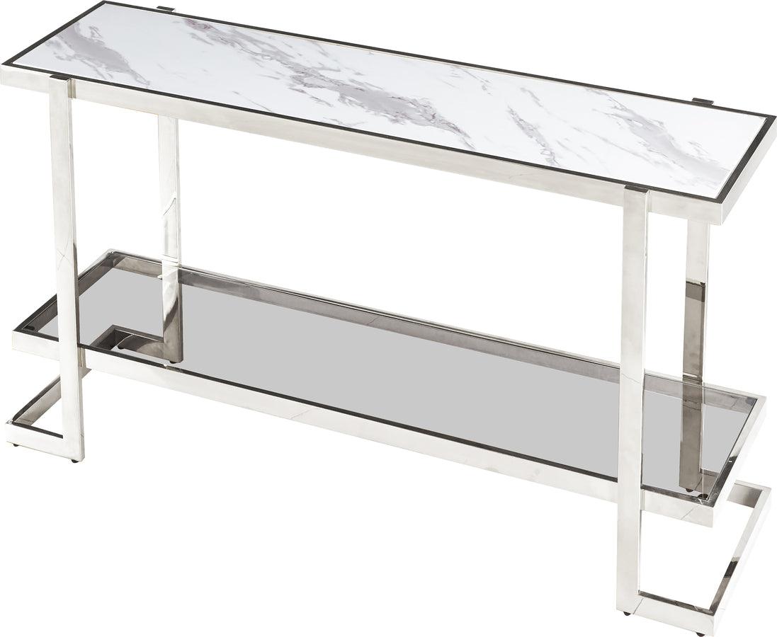 Sagebrook Home Consoles - Metal/Marble Glass Console Table Silver & White