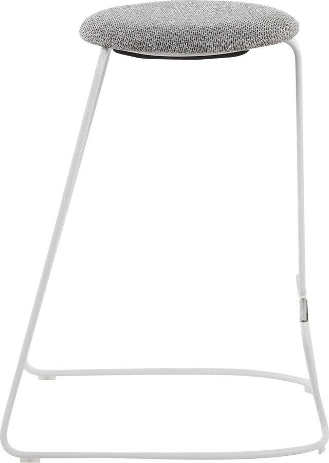 Lumisource Barstools - Finn Contemporary Counter Stool in White Steel and Charcoall Fabric - Set of 2