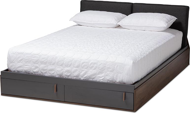 Wholesale Interiors Beds - Rikke Queen Size Platform Storage Bed Gray