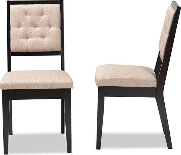 Wholesale Interiors Dining Chairs - Gideon Sand Fabric Upholstered and Dark Brown Finished Wood 2-Piece Dining Chair Set