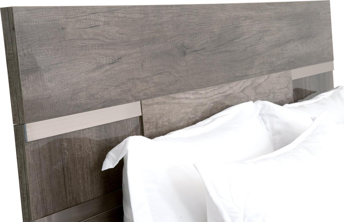 Essentials For Living Beds - Collina Standard King Bed Vintage Oak High Gloss & Chrome