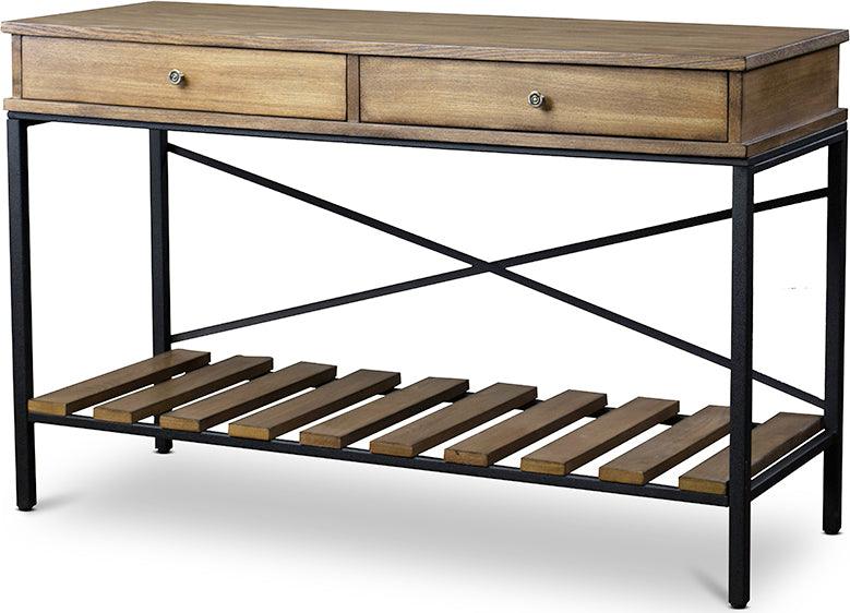 Wholesale Interiors Consoles - Newcastle Wood and Metal Console Table-Criss-Cross