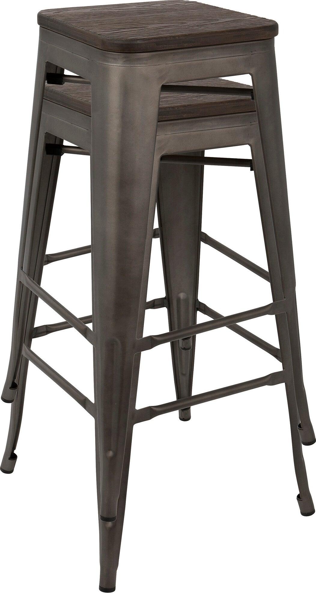 Lumisource Barstools - Oregon Barstool Dark Espresso & Antique Finish (Set of 2)