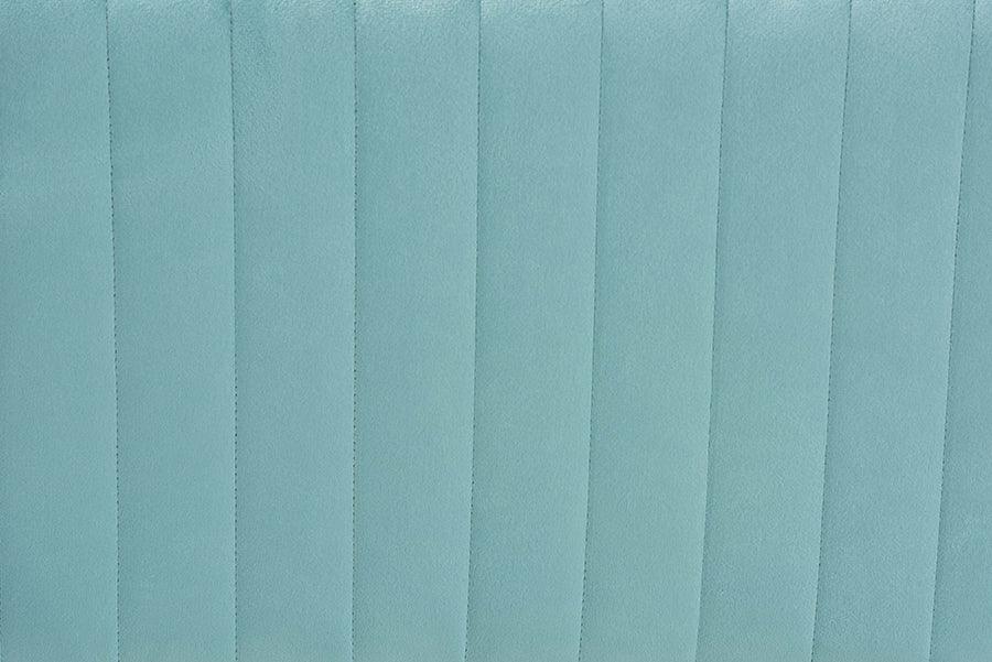 Wholesale Interiors Benches - Helaine Contemporary Glam and Luxe Sky Blue Fabric and Gold Metal Bench Ottoman