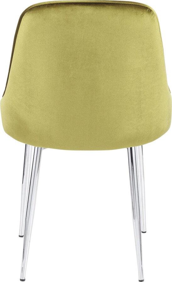 Lumisource Dining Chairs - Marcel Contemporary Dining Chair with Chrome Frame and Green Velvet Fabric - Set of 2